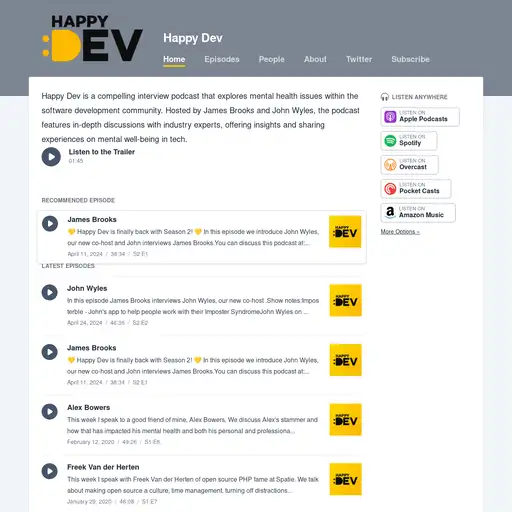 Screenshot of Happy Dev website