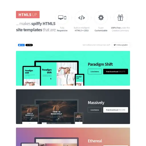 Screenshot of HTML5 Up website