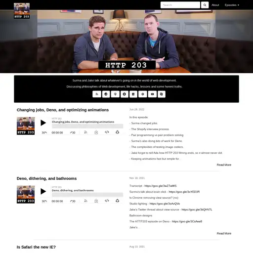 Screenshot of HTTP 203 Podcast website