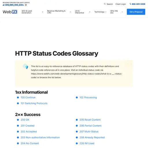 Screenshot of HTTP Status Codes website