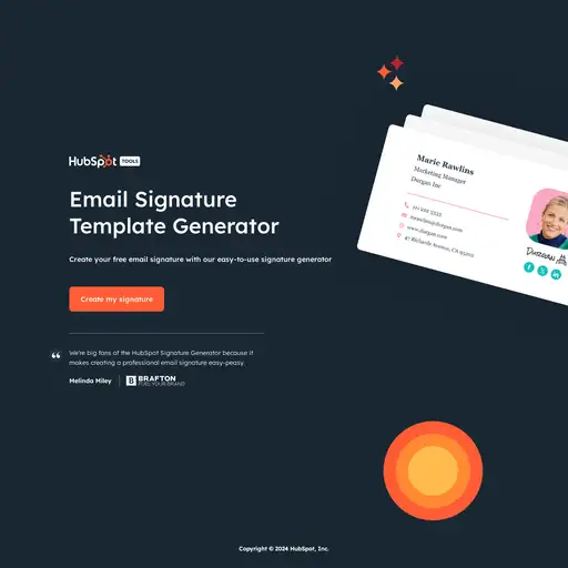 Screenshot of Hubspot Email Signature Generator website