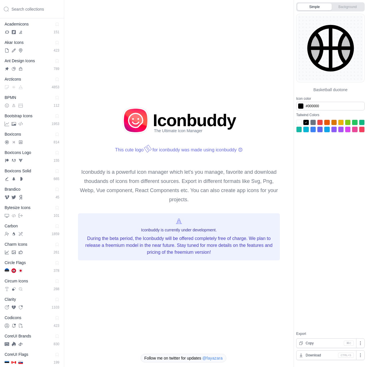 Screenshot of Iconbuddy website