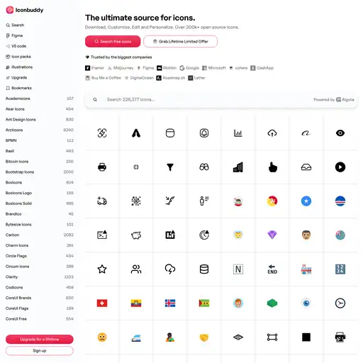 Screenshot of Iconbuddy website