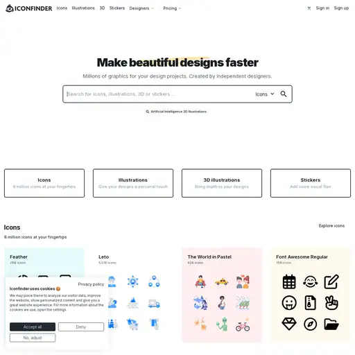 Screenshot of Iconfinder website