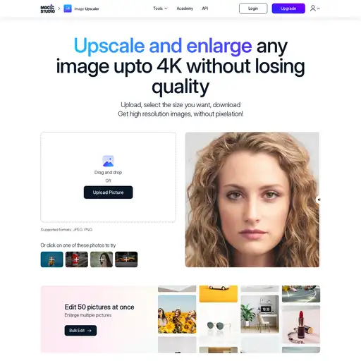 Screenshot of Image Enlarger website