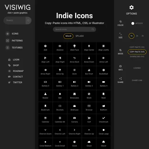 Screenshot of Indie Icons website