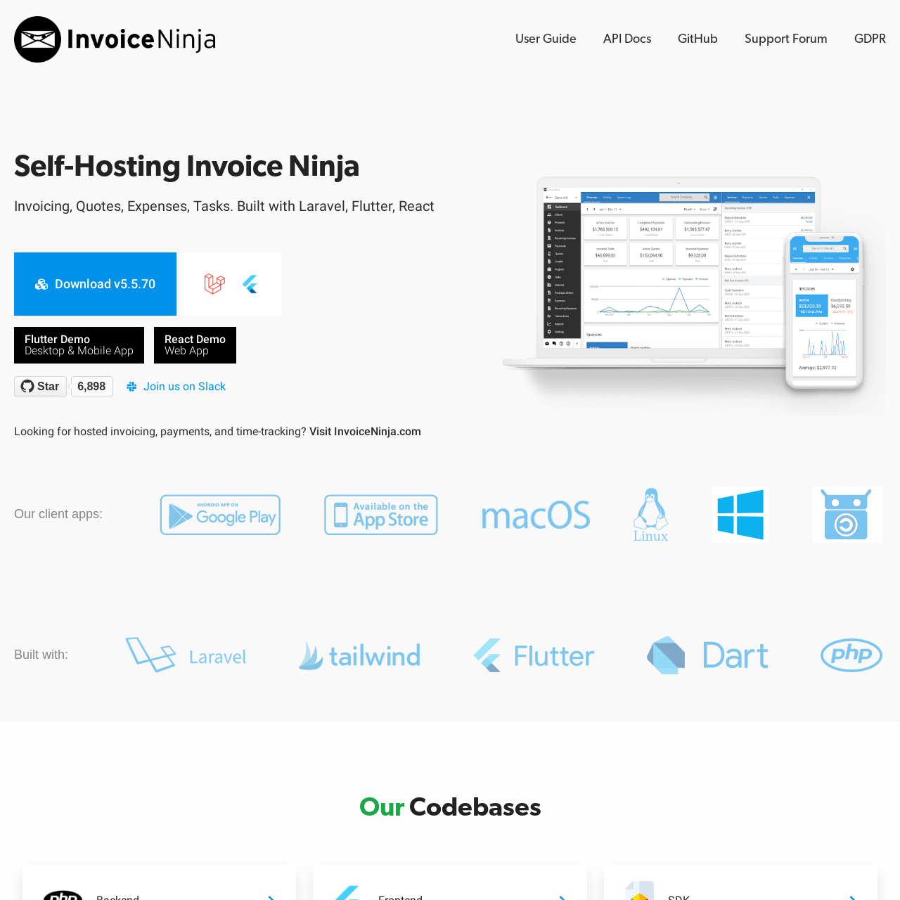 Screenshot of Invoice Ninja website