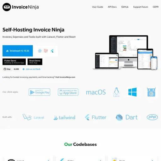 Screenshot of Invoice Ninja website