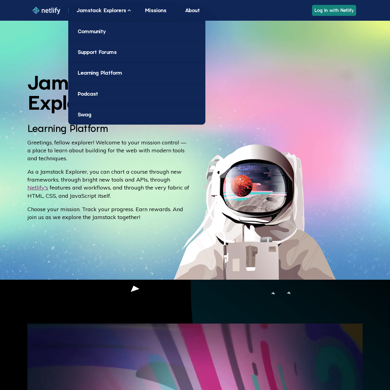 Screenshot of Jamstack Explorers website