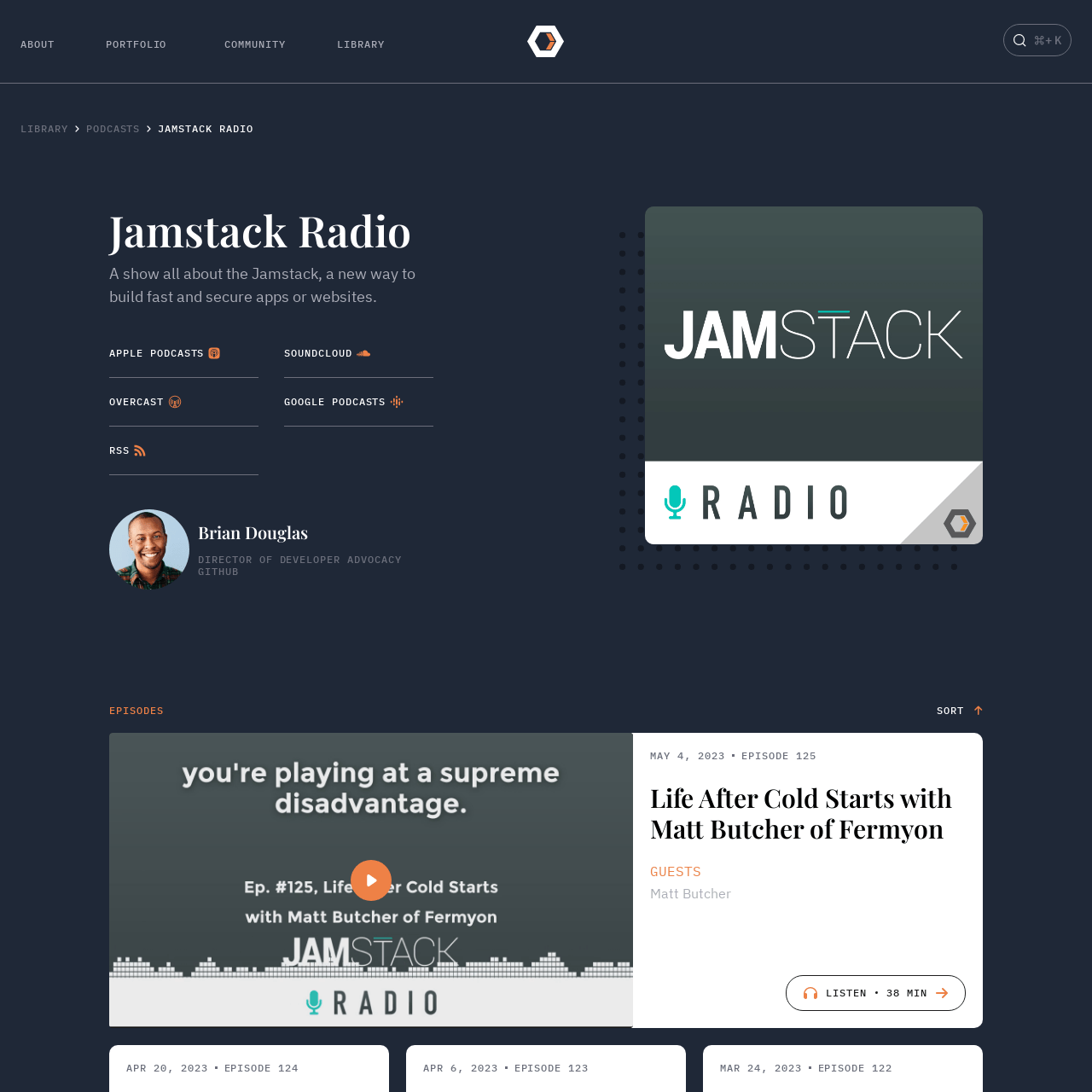 Screenshot of Jamstack Radio website