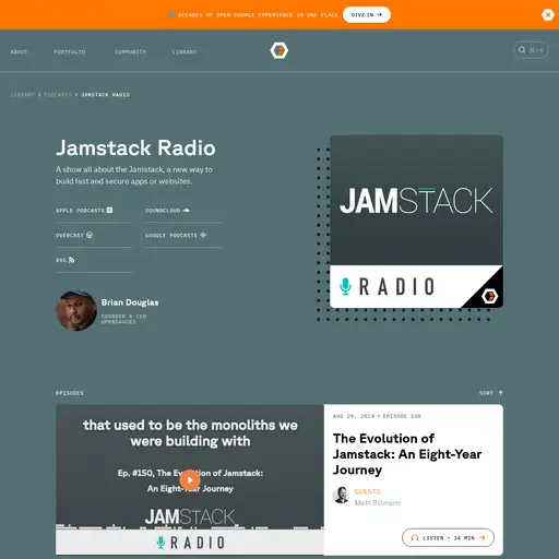 Screenshot of Jamstack Radio website