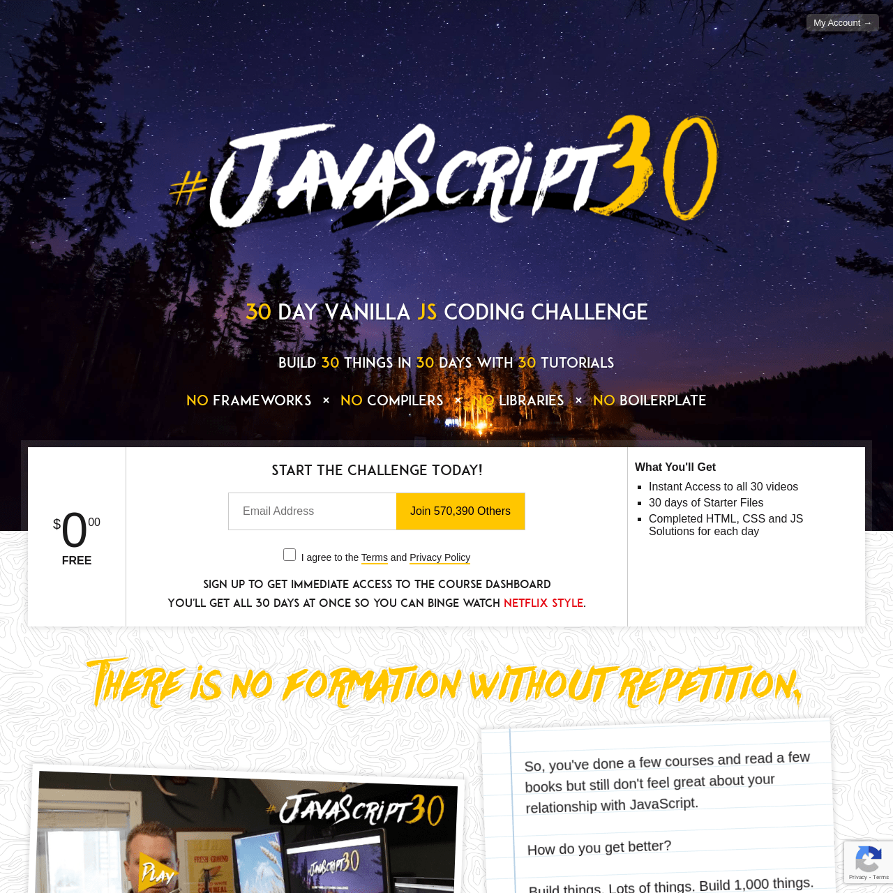 Screenshot of JavaScript 30 website