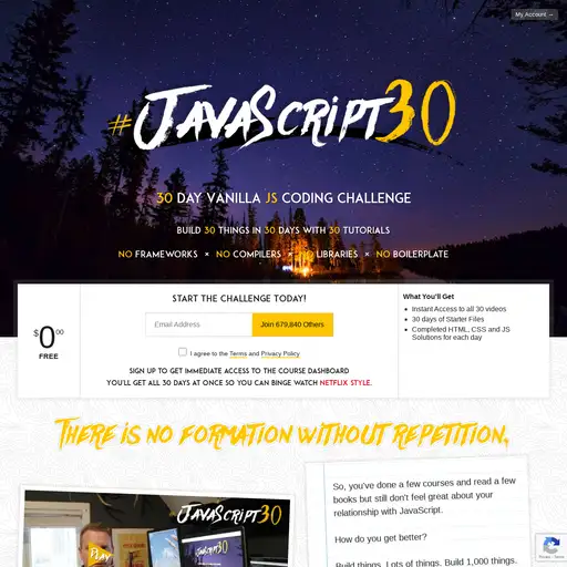 Screenshot of JavaScript 30 website