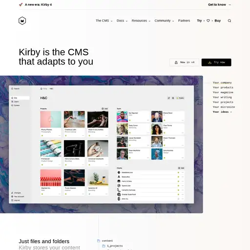 Screenshot of Kirby CMS website