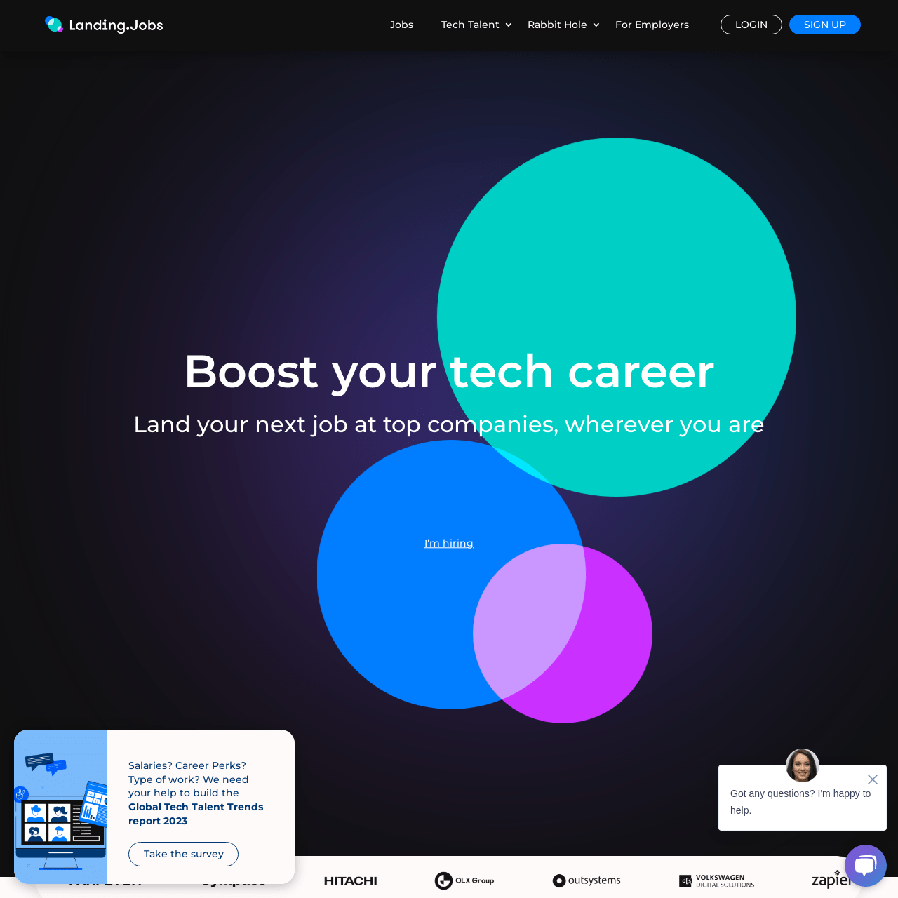 Screenshot of Landing.jobs website
