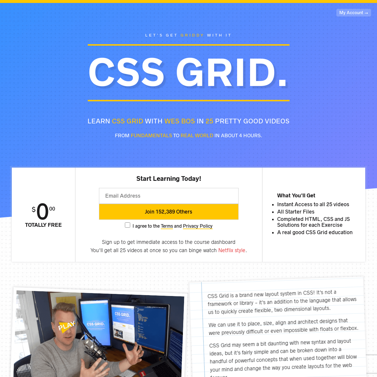 Screenshot of Learn CSS Grid website