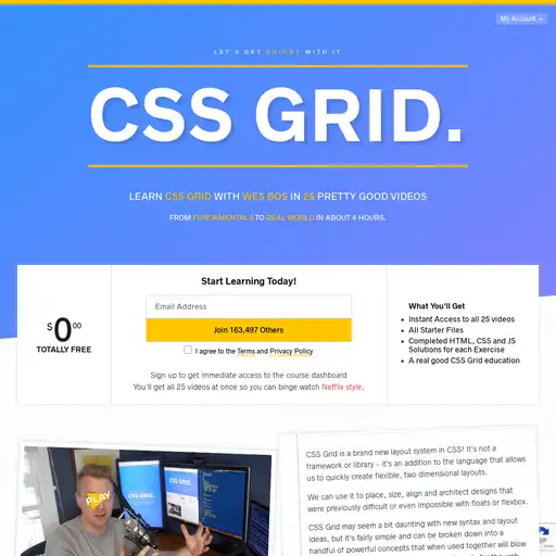 Screenshot of Learn CSS Grid website