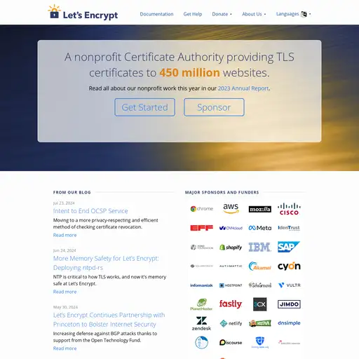 Screenshot of Let’s Encrypt website