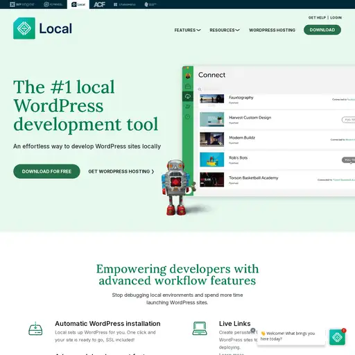 Screenshot of Local WP website