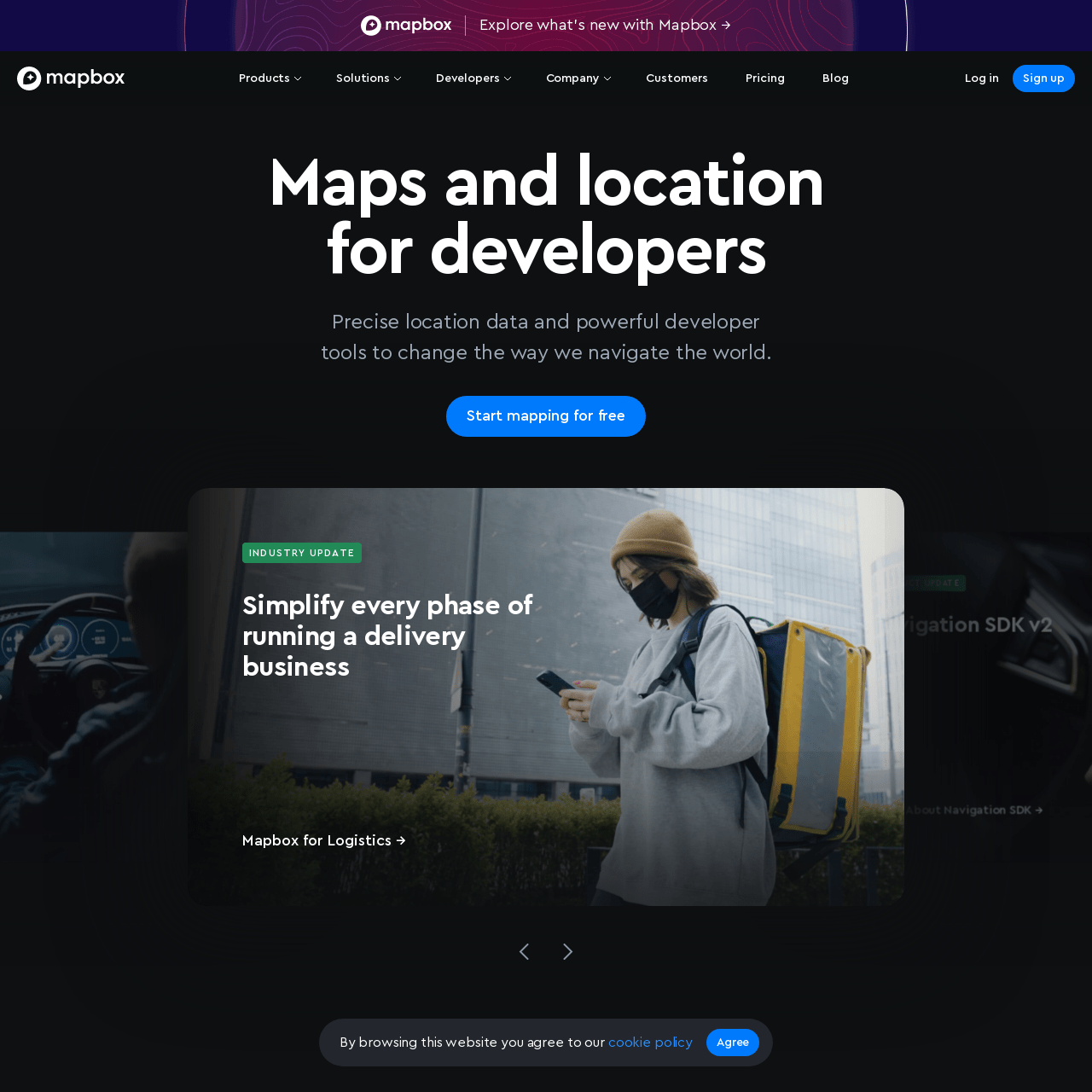 Screenshot of MapBox website