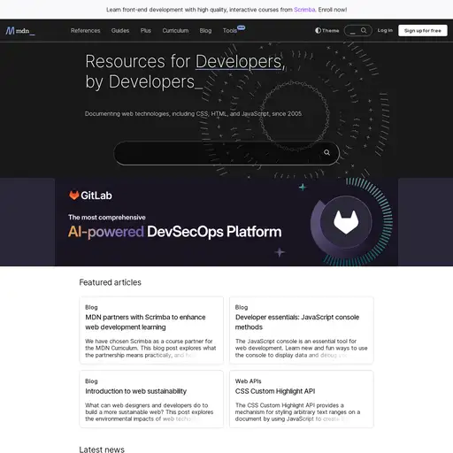 Screenshot of MDN Web Docs website