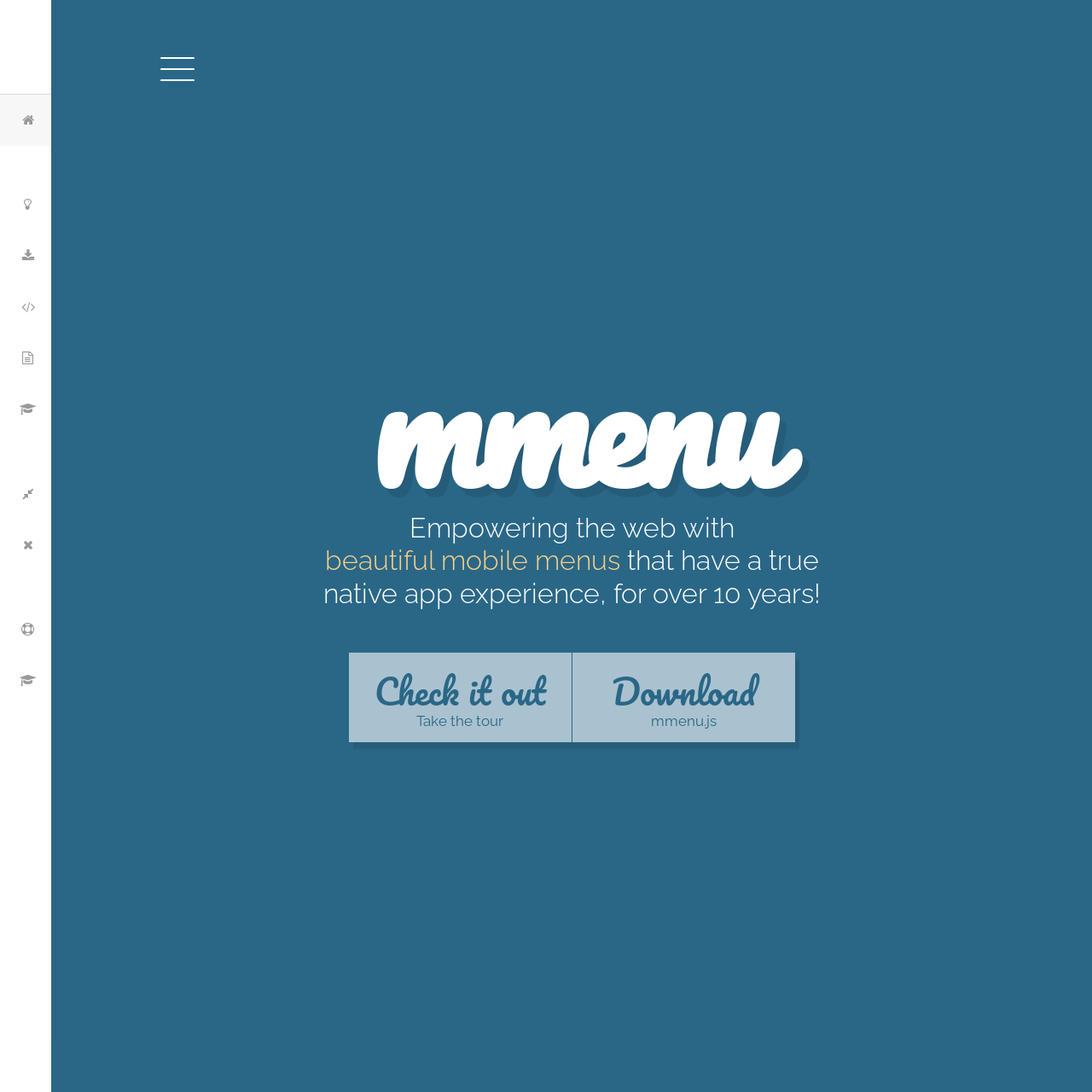 Screenshot of mmenu website