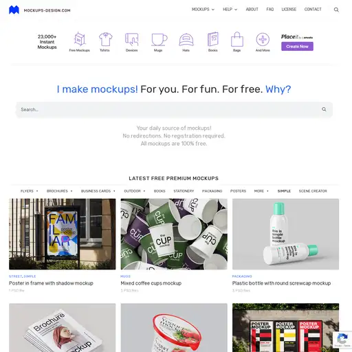 Screenshot of Mockups Design website