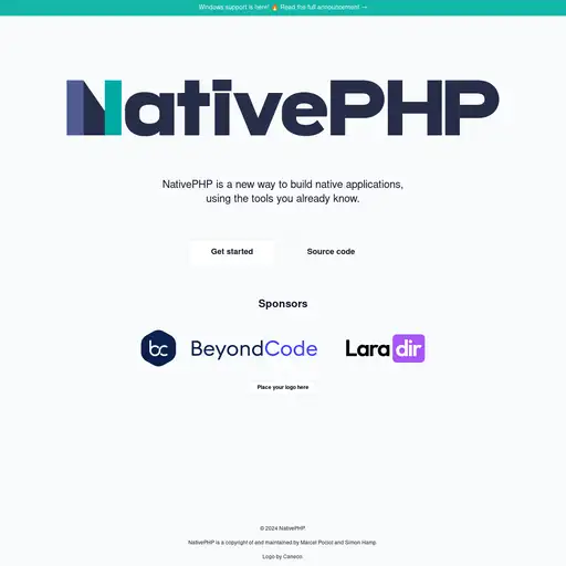 Screenshot of NativePHP website