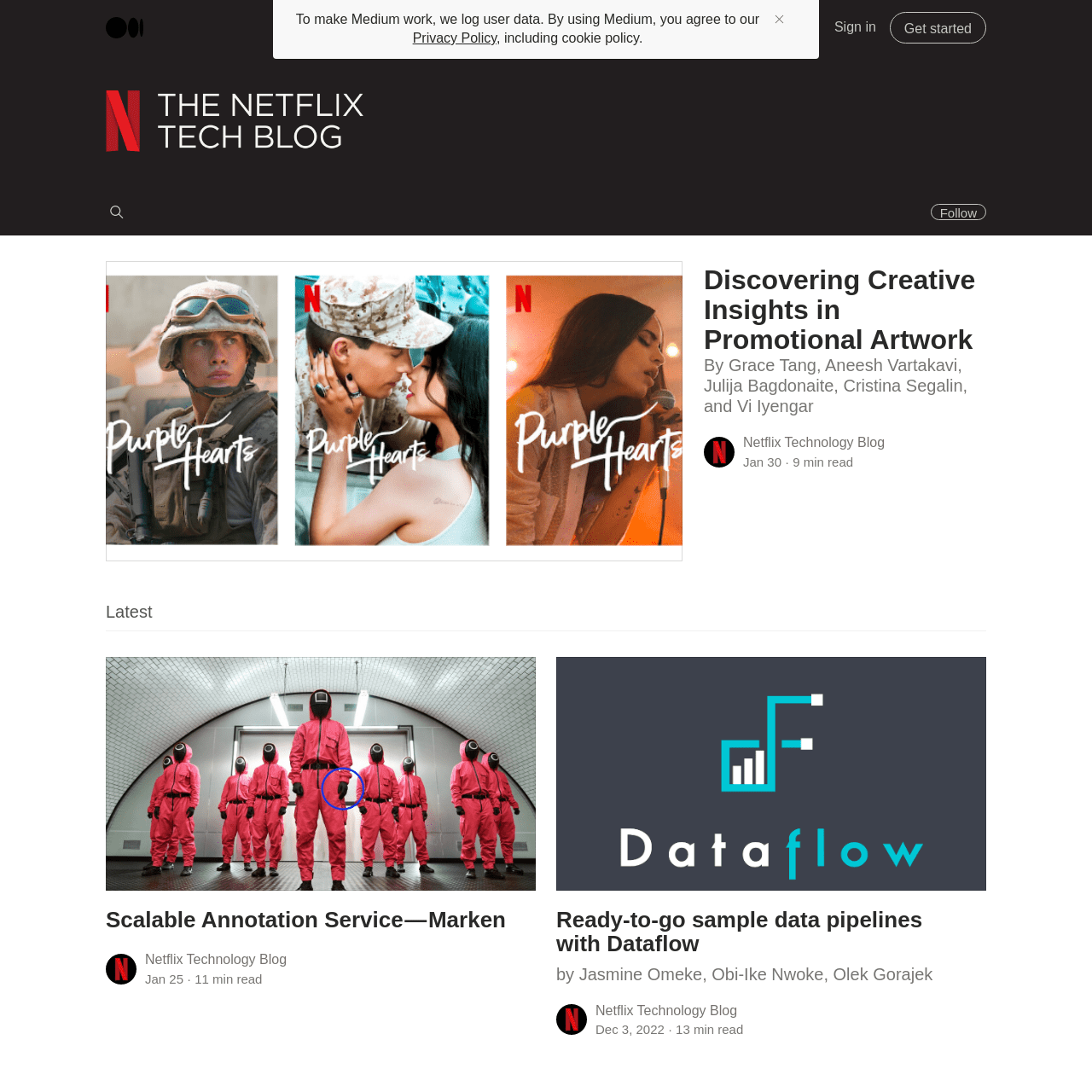 Screenshot of Netflix Tech Blog website