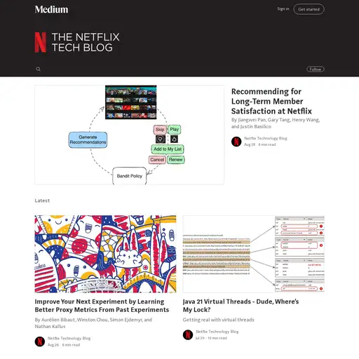 Screenshot of Netflix Tech Blog website