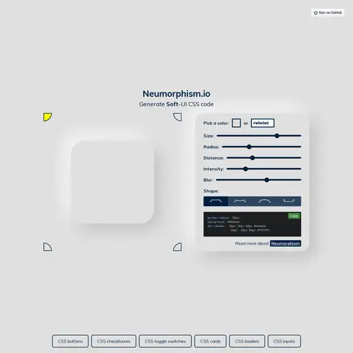 Screenshot of Neumorphism Generator website