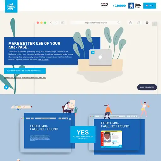 Screenshot of NotFound.org website