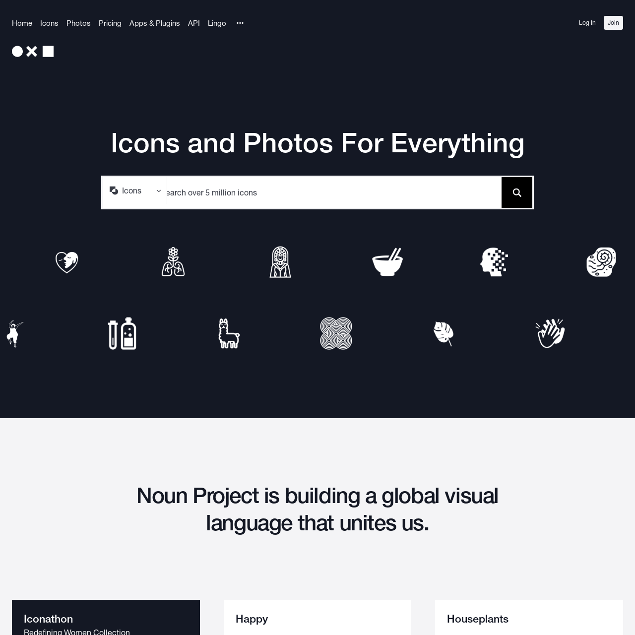 Screenshot of Noun Project website