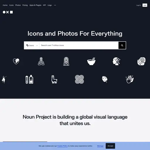 Screenshot of Noun Project website