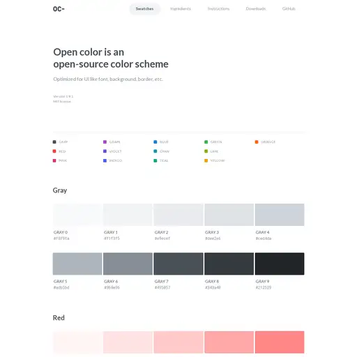 Screenshot of Open Color website