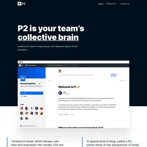 Screenshot of P2 website