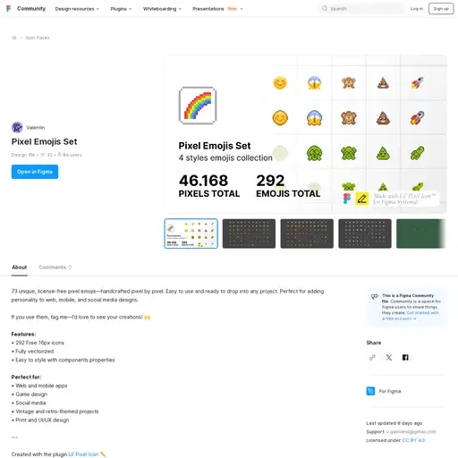 Screenshot of Pixel Emojis website