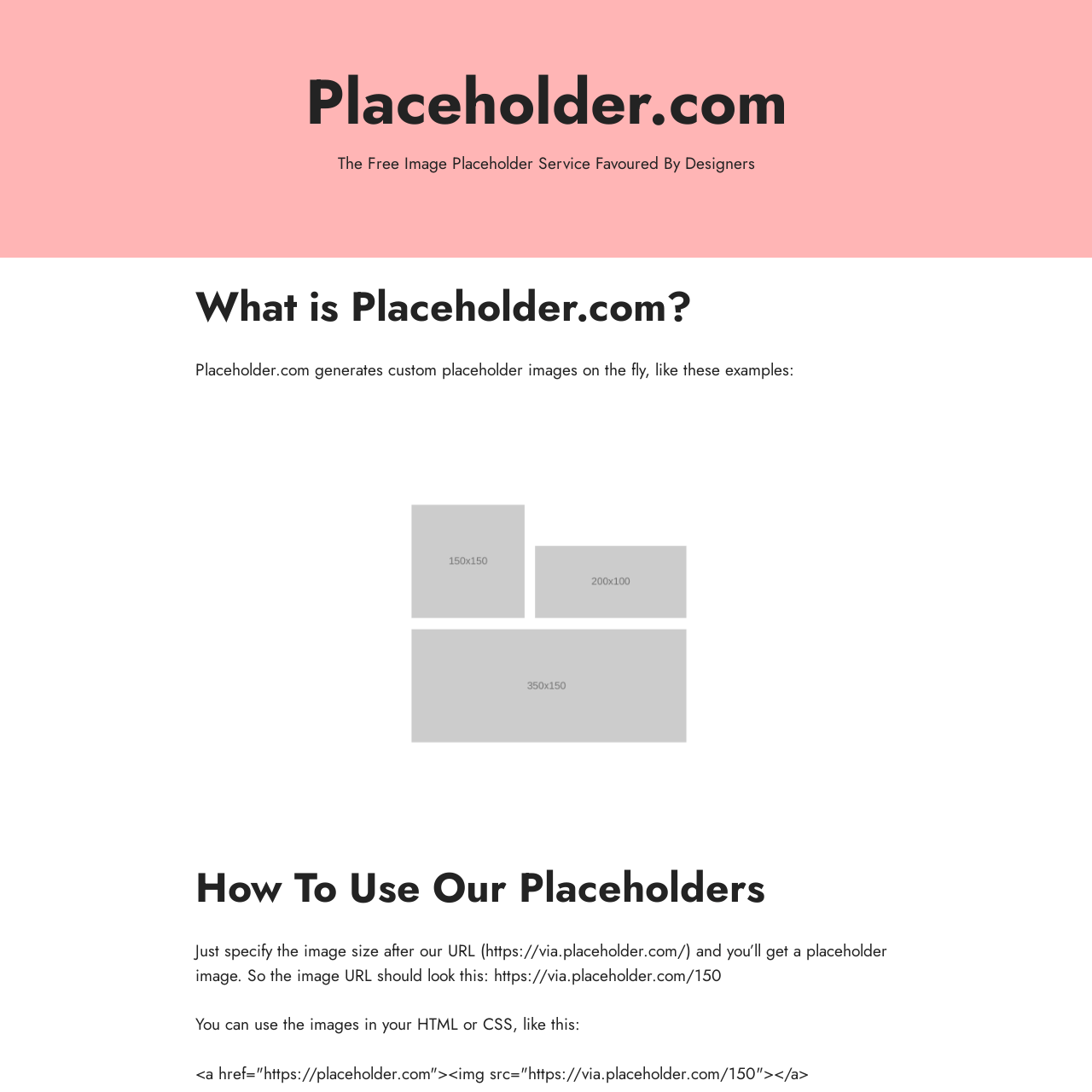 Screenshot of Placeholder.com website