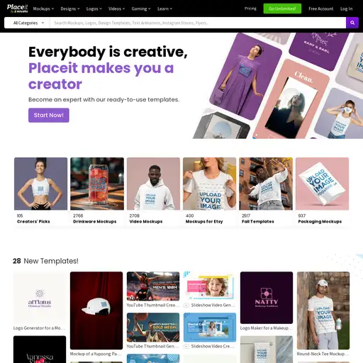 Screenshot of Placeit website