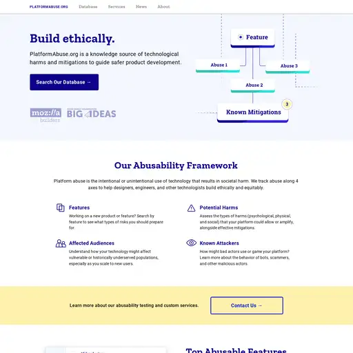 Screenshot of Platform Abuse website