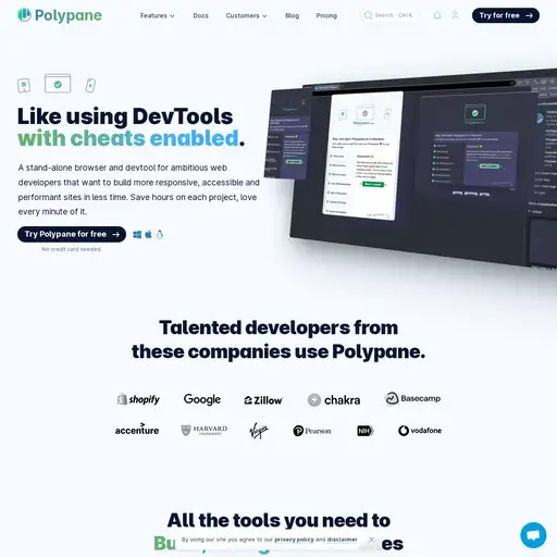 Screenshot of Polypane website