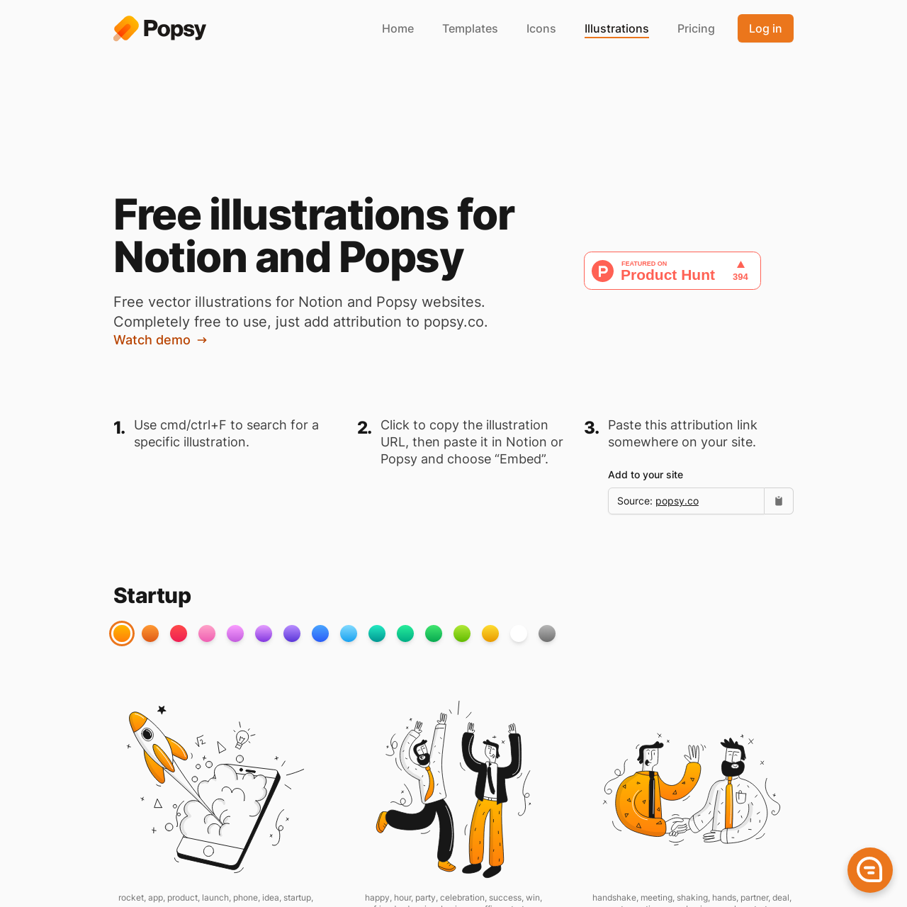 Screenshot of Popsy Illustrations website