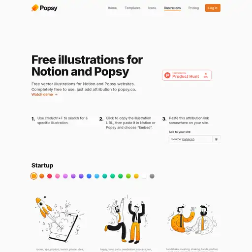 Screenshot of Popsy Illustrations website