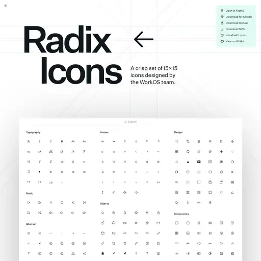 Screenshot of Radix Icons website