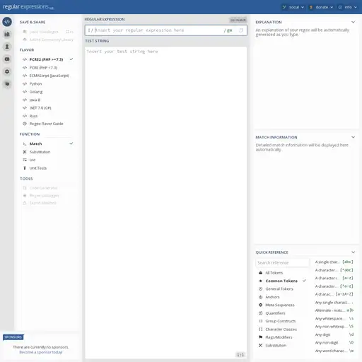 Screenshot of Regex101 website