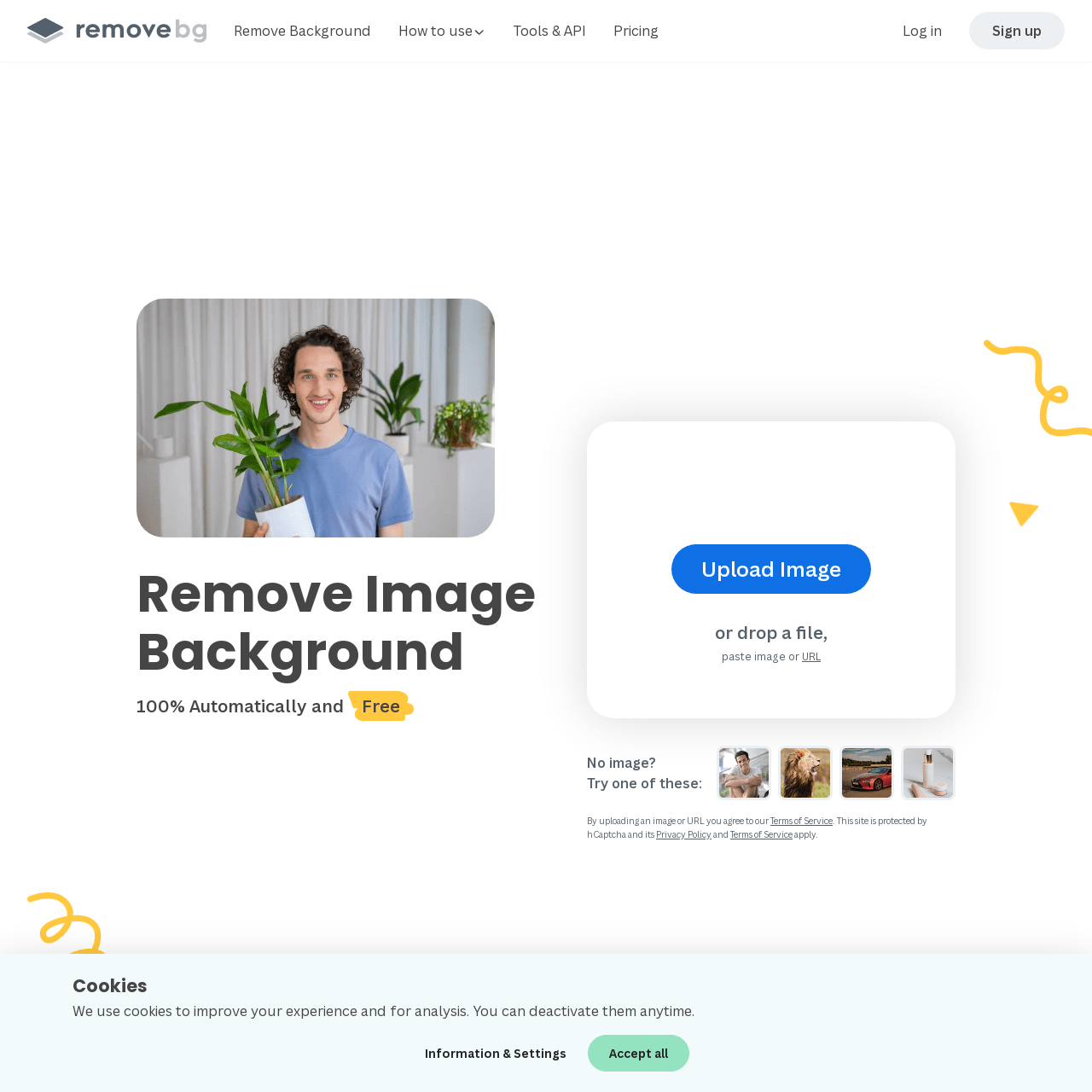 Screenshot of RemoveBG Background Remover website