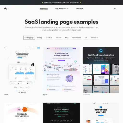 Screenshot of SaaS Landing Pages website