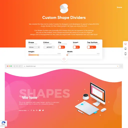 Screenshot of Shape Divider App website