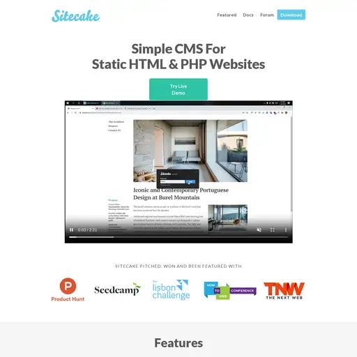 Screenshot of Sitecake website