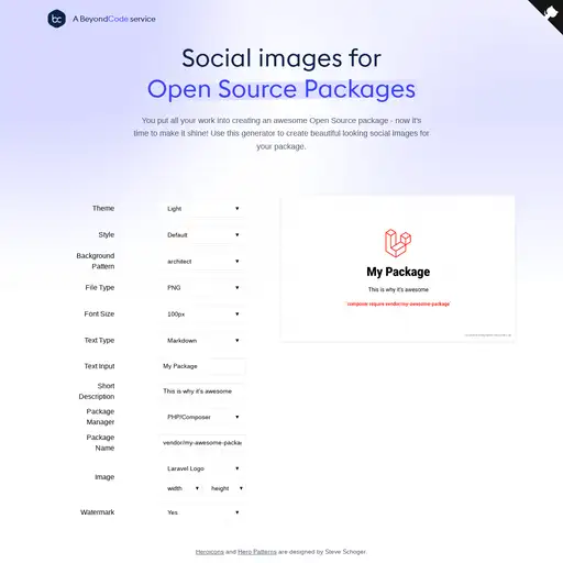 Screenshot of Social Images for Open Source website